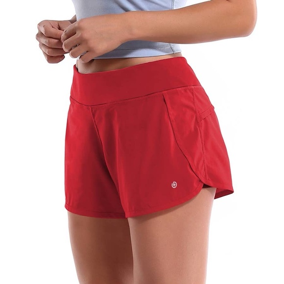 SCARLET RED Yoga Shorts Running Shorts: - Picture 1 of 4